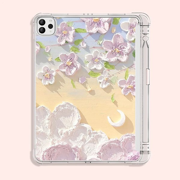 Skal för iPad iPad Pro 11 2:a 3:e 4:e iPad 12.9 4:e 5:e 6:e Air 4:e 5:e 10.9 iPad 7:e 8:e 9:e 10.2 Blommig Fodral med Pennhållare iPad 10th(10.9)