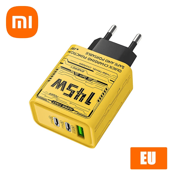 Xiaomi 145W Snabbladdare PD USB 3 Portar Laddare Snabb Telefonladdningsadapter För iPhone Samsung Huawei EU/US/UK Kontakt Väggadapter EU Plug