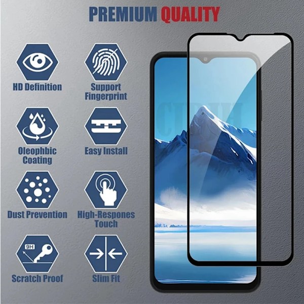 Heltäckande fullimmat härdat glas för Samsung Galaxy A06 skärmskydd glas för Samsung Galaxy A06 kameralinsfilm 2Glass 2Camera For Samsung A06