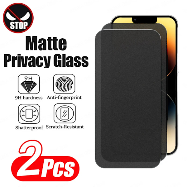 2 st Matt Sekretess Anti-Peep Härdat Glas För iPhone 13 15 11 14 12 Pro Max 15 14 Plus Glas Frostat Skärmskyddsfilm For iPhone 15 Plus Anti Peeping