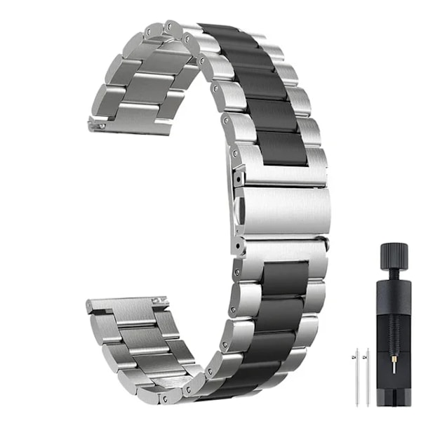 22mm 20mm Metall Klockarmband För Garmin Vivoactive 3 4 5 Forerunner 245 645 158 55 165 745 965 255 256 Armband Venu 3 2 SQ2Music SZ-Silver Black 20mm width