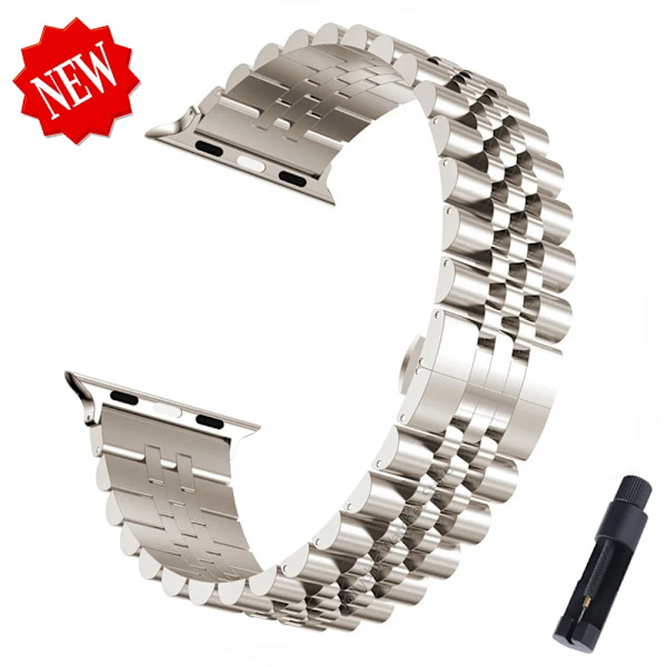 Stålarmband för Apple Watch Ultra Band ultra 49mm 40mm 44mm Metall 38mm 42 38 IWatch Series 10 9 8 7 6 SE 5 4 45mm 41mm 46mm starlight Tool 38 40 41mm  S10 42mm