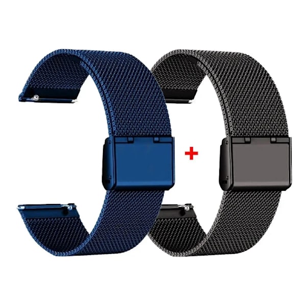 22mm 20mm Metall Klockarmband För Garmin Vivoactive 3 4 5 Forerunner 245 645 158 55 165 745 965 255 256 Armband Venu 3 2 SQ2Music K-Blue-K-Black 20mm width