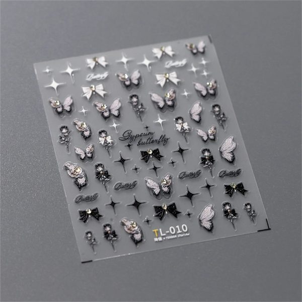 1 st 5D Japanska Kawaii Fjärils Nagelstickers Lyx Glitter Skal Aurora Nagelkonst Dekorationer Dekaler DIY Manikyr Slider Folie 1pcs TL-010