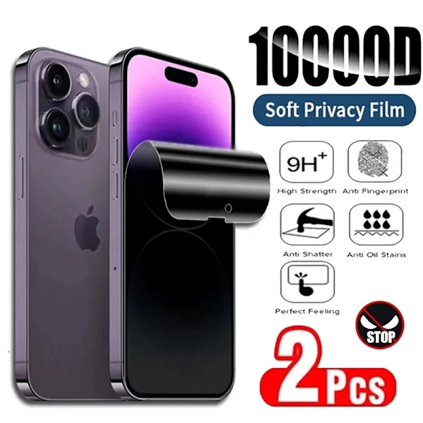Ny 2-pack Sekretess Hydrogel Film För iPhone 6 7 8 14 13 12 11 15 16 Pro Max Plus Mini Anti-Spion Skärmskydd För iPhone X XR XS Max For iPhone XR 2Pcs