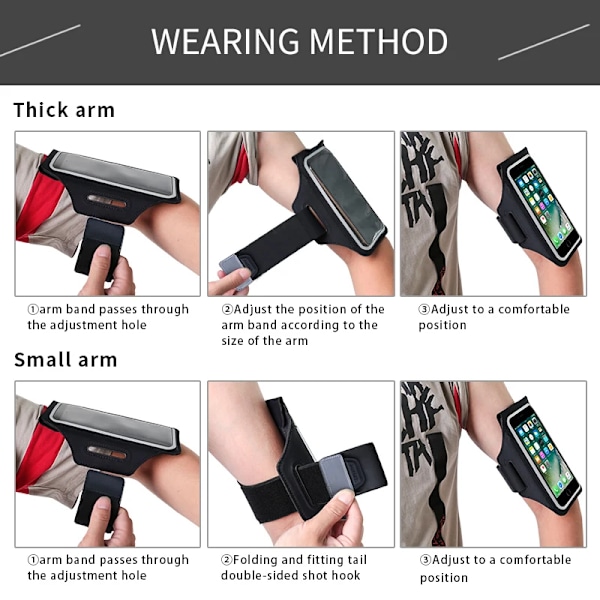 HAISSKY 6.5\" Sportarmband Telefonfodral För iPhone 15 14 13 12 11 Pro Max 16 AirPods Pro Samsung S24 Xiaomi Gym Träning Armband Purple
