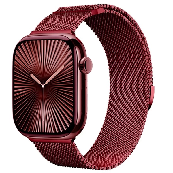 Milanese Armband för Apple Watch Band Ultra2 49mm 10 46mm 9 8 7 45mm 41mm Metall Magnetiskt Armband iWatch 6 5 4 SE2 44mm 40mm 42mm Red for serise 10 42mm
