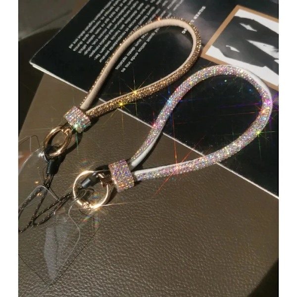 Mobiltelefon Lanyard Lyx Rhinestone Lanyard Armband Högkvalitativ Kort Diamantbesatt Armband Anti-förlust Förstärkt Lanyard White