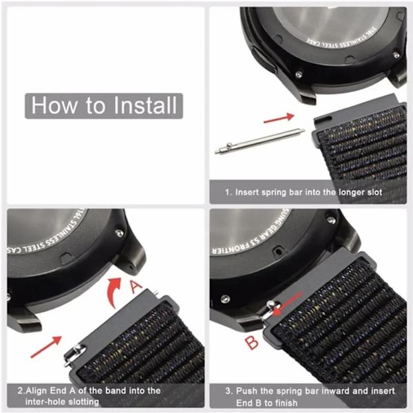 Nylon loop Band för Samsung Galaxy Watch 7-FE 6/5/pro/4/Classic/active 2 20mm/22mm sportarmband huawei gt 5-4-2-2e-3 pro rem 7 black red 22mm watch band