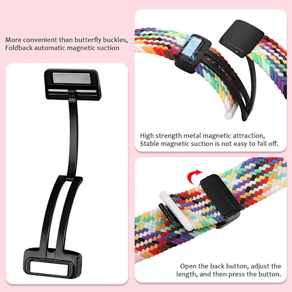 Flätat armband för HUAWEI Watch Fit 4 Pro-rem Magnetisk nylon Solo Loop Armband för Smartwatch Huawei Watch Fit 4/3-remmar pride edition For Huawei fit 3