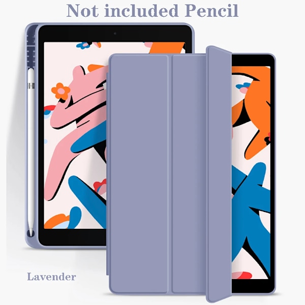 2025 M3 Fodral för iPad 11:e/10:e/9:e/8:e/7:e Gen Air 11 5/4 Pro 13 12.9 11 Fodral 2024 iPad 9:e Generationens Fodral 10.2 Mini 6 Pennhållare Lavender 1 2022 2021 2020 Pro11