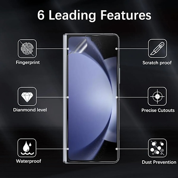 Hydrogel Film för Samsung Galaxy Z Fold 5 5G Skärmskydd Framsida Baksida Insida med Gångjärnsskydd Heltäckande för Z Fold5 Outer Screen Film For Z Fold 5