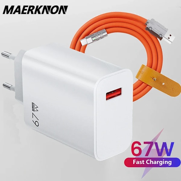 67W USB GaN Laddare för Xiaomi Supersnabb Höghastighets Snabbladdning Mobiltelefon Väggadapter för Xiaomi 14 Pro Lite Redmi K70 EU 1m set 2