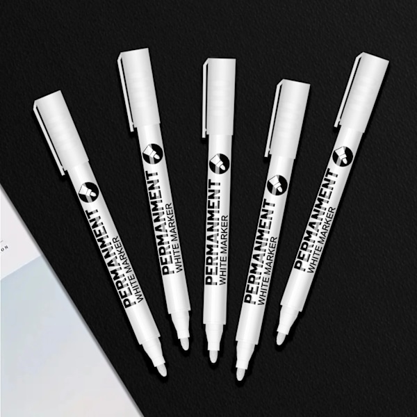 Vit Färgpenna för Stenmålning, Keramik, Glas, Trä, Däck, Tyg, Metall, Canvas. Set med 3/6 Akrylfärg Vit Markör 3pack