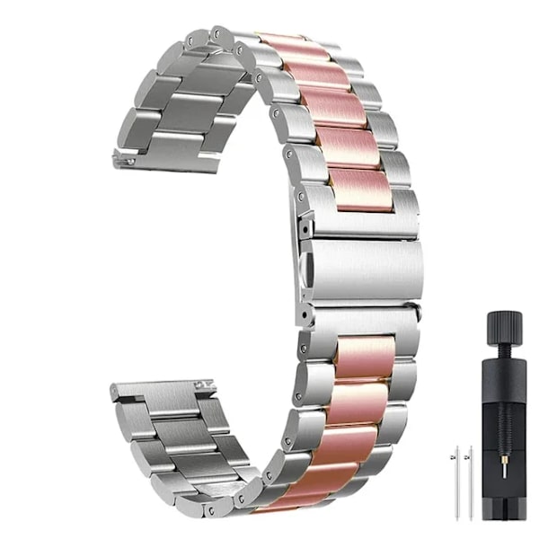 22mm 20mm Metall Klockarmband För Garmin Vivoactive 3 4 5 Forerunner 245 645 158 55 165 745 965 255 256 Armband Venu 3 2 SQ2Music SZ-Silve Pink 22mm width