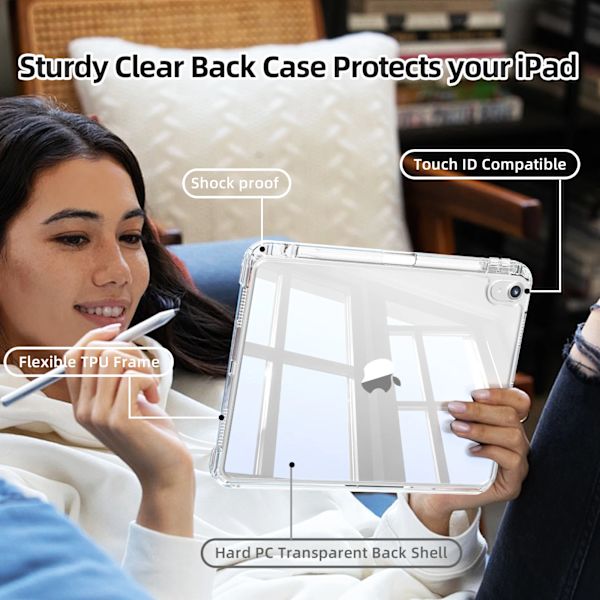 ZOYU Smart Case med pennhållare för iPad Air 4 Air 5 Air 6 A16 11:e M2 M3 iPad Pro 11 12.9 13 10 Gen 10.2 9:e 8:e 7:e Mini 7 6 Grey iPad Air45 2020-2022
