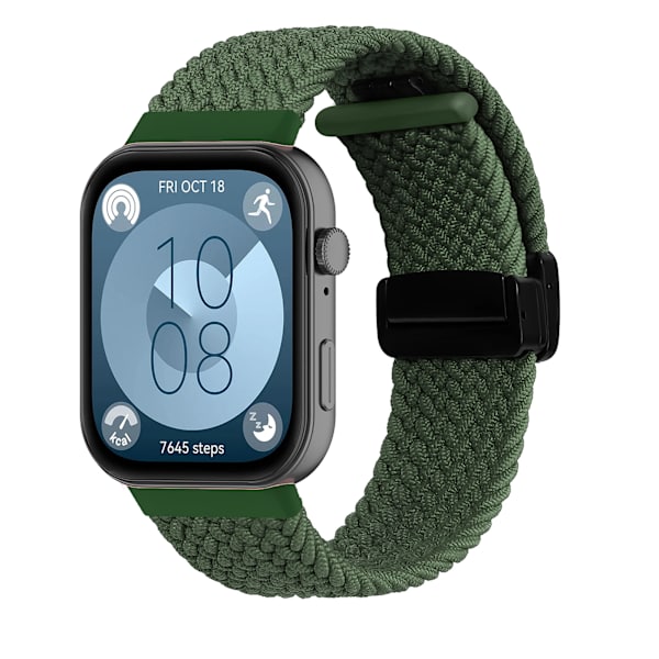 Flätat armband för HUAWEI Watch Fit 4 Pro-rem Magnetisk nylon Solo Loop Armband för Smartwatch Huawei Watch Fit 4/3-remmar army green For Huawei fit 3