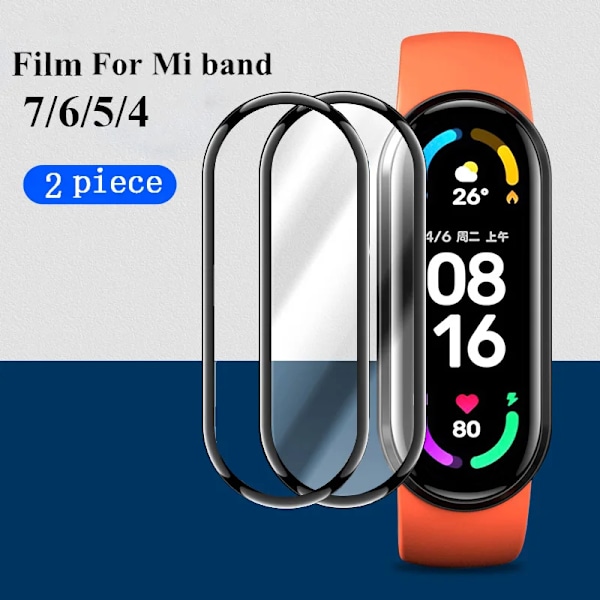 Skärmskydd i glas för Mi band 9 8 7 6 5 armband SmartWatch Tillbehör Miband5 miband6 för Xiaomi Mi band 4 5 6 7 film 2pc mi band 8