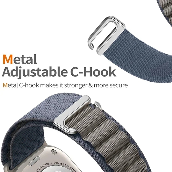 2025 Nytt Alpine Loop-armband för Apple Watch Ultra 2 Band 49mm 10 9 8 7 46mm 42mm 45mm 41mm Nylonarmband iWatch 654 SE 44mm 40mm 22 Black grey Ultra 49mm