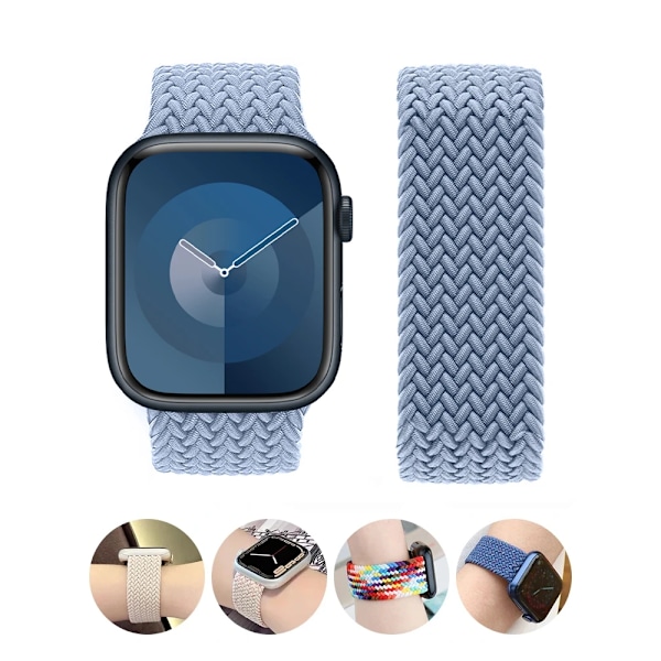 Armband för Apple Watch Band 44mm 40mm 45mm 41mm 49mm 42mm 38mm Nylon Flätat Elastiskt Armband iWatch Series 9 SE 8 7 6 5 4 Ultra Black unity SS