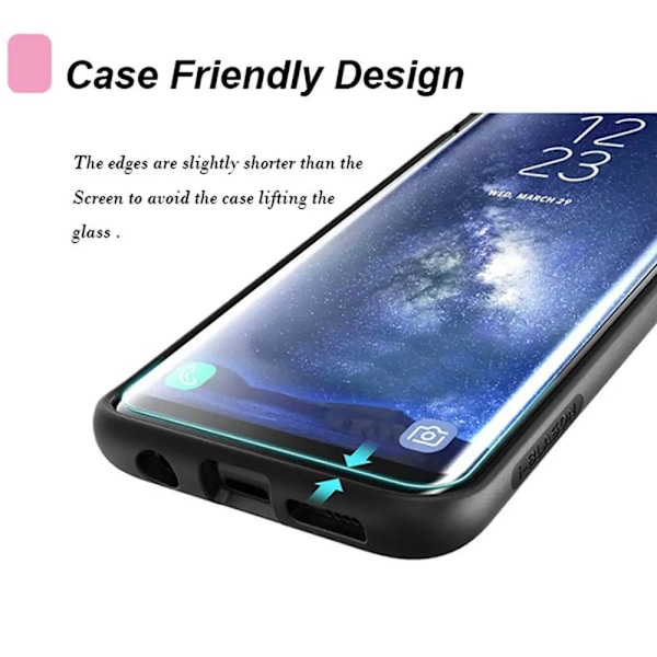 JGKK 3D Böjt Glas För Samsung Galaxy S8 S9 Plus Note 8 9 Härdat Glas Skalvänligt Skärmskydd För S8 plus S9 Shield black For S8