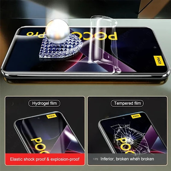 6-i-1 Hydrogelfilm för Xiaomi Poco X7 X6 X5 X4 Pro Skärmskydd med Kameraglas för Xiaomi Poco X7 Pro X3 GT NFC Mjuk Film 6 in 1 3Front 3Lens For Poco X3 NFC