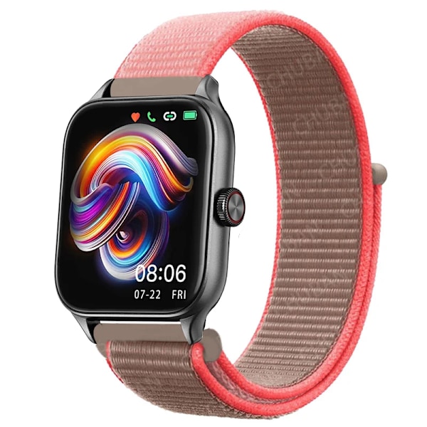 20mm 22mm Nylon Loop band för Amazfit GTS4/2/3/3pro/2e/GTS2 Mini/GTR 4 42mm/47mm/GTR2/2e/stratos armband Amazfit bip rem 53 Neon Pink 22mm