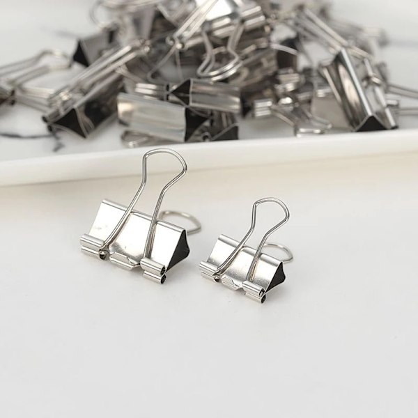 10 ST/Set Metall Gem Paper Clip 15 19 25 32mm Foldback Metall Binder Clips Silver Grip Clamps Papper Dokument Kontor Skola Pappersvaror 41mm-10pcs