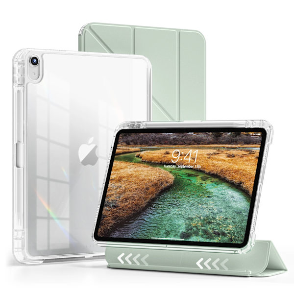 ZOYU Smart Case med pennhållare för iPad Air 4 Air 5 Air 6 A16 11:e M2 M3 iPad Pro 11 12.9 13 10 Gen 10.2 9:e 8:e 7:e Mini 7 6 Light Green iPad Air45 2020-2022