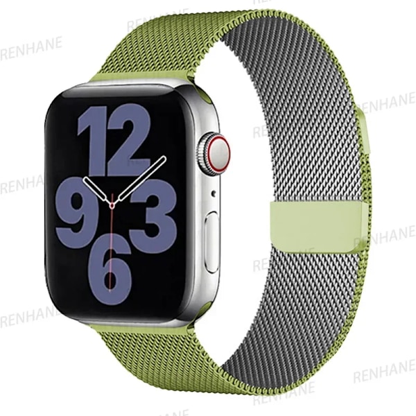 Milanese Armband för Apple Watch Ultra 2 49mm 45mm 46mm 44mm 40mm 42mm 41mm Armband för iWatch Series 10 9 3 4 6 5 SE 7 8 Rem Silvery green 42(S3)-44-45-46-49mm