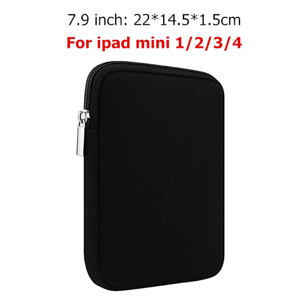 Universal Mjukt Tablet Fodral Ärm Väska för Kindle Fodral för iPad mini 1/2/3/4 Air 1/2 Pro 9.7 Skydd För Nya iPad 2017/2018 7.9 inch Black
