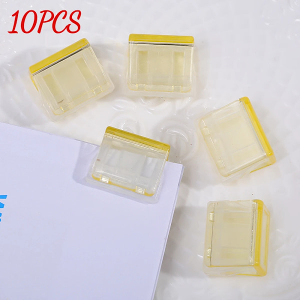 Godisfärg Transparent Tryck Gem Pusher Papper Testfiler Mini Förvaringsklämma Indexsida Klämma Kontorsbindning Skrivmaterial Yellow 10PCS