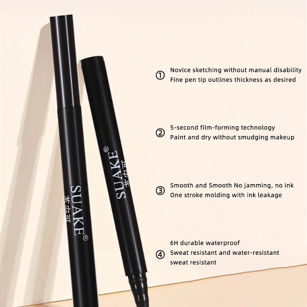 Smidig Flytande Snabbtorkande Eyeliner Penna Inget Bläckläckage Hållbar Inte Lätt Att Kladda Eyeliner Vattentät Eyeliner Flytande Mjuk Svart black 3pcs