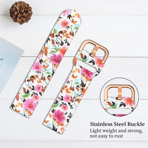 18mm Tryckt Silikonarmband för Huawei Watch Gt4 41mm 18mm Armband För Garmin Vivoactive 4S/Venu 2s Huawei Watch Gt5 41mm armband 33 pink dandelion Huawei gt 5-4 41mm