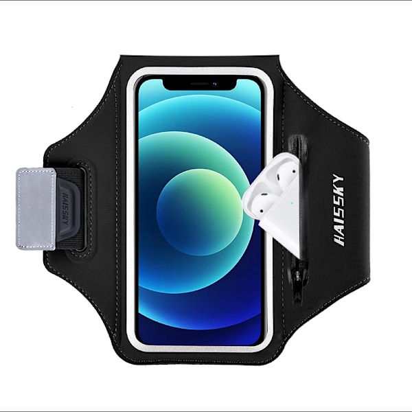HAISSKY 6.5\" Sportarmband Telefonfodral För iPhone 15 14 13 12 11 Pro Max 16 AirPods Pro Samsung S24 Xiaomi Gym Träning Armband Dark Blue