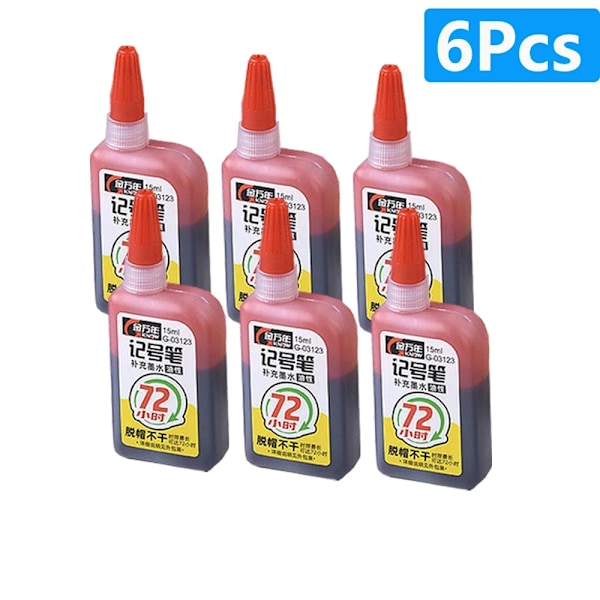 1-6 st 45 mm Vattentät Lång Huvud Nib Djupa Hål Markörer Penna Kakel Snickarpenna Multifunktionell för Träbearbetning Svart/Blå/Röd Bläck 6pcs red ink
