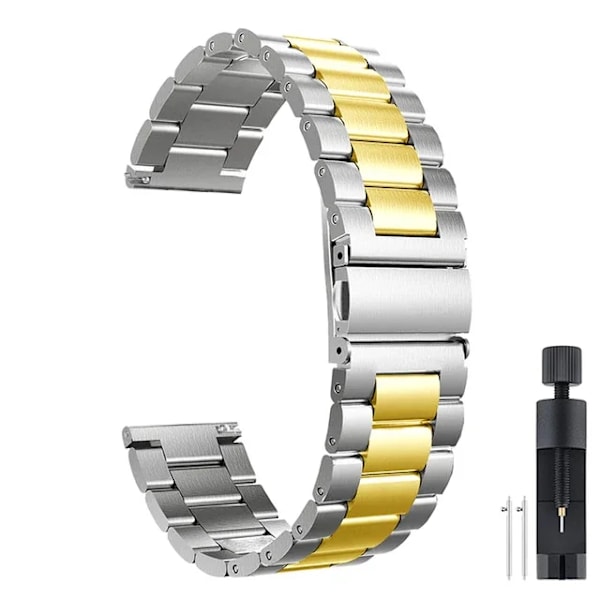 22mm 20mm Metall Klockarmband För Garmin Vivoactive 3 4 5 Forerunner 245 645 158 55 165 745 965 255 256 Armband Venu 3 2 SQ2Music SZ- Silver Gold 22mm width