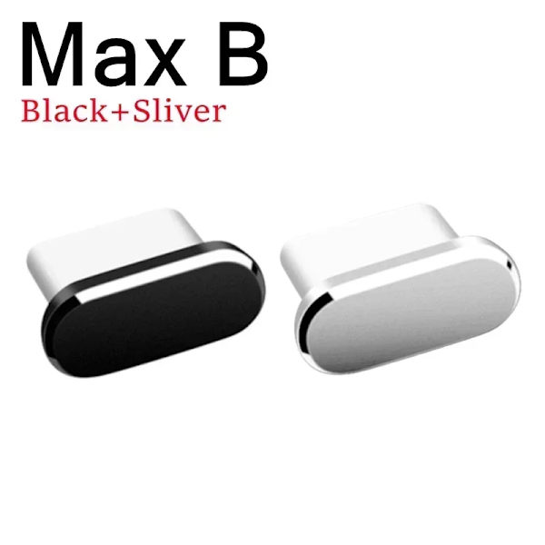 2 st 16PM Metall Dammskydd För iPhone 16 15 Pro Max Plus USB Typ C Laddningsport Pluggar Stopp Mobiltelefon Typ-C Skyddslock Mix B Black Silver