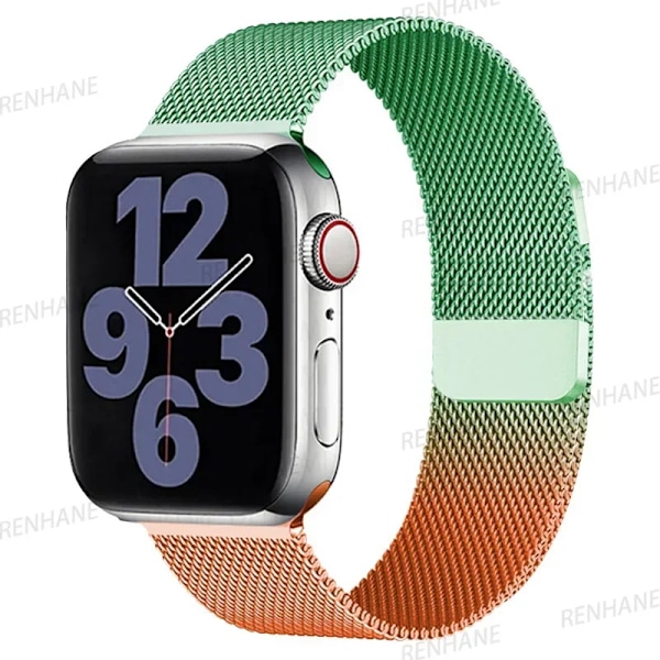Milanese Armband för Apple Watch Ultra 2 49mm 45mm 46mm 44mm 40mm 42mm 41mm Armband för iWatch Series 10 9 3 4 6 5 SE 7 8 Rem Orange light blue 38-40-41-42mm(S10)