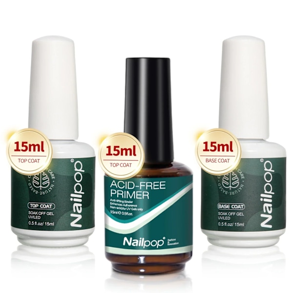 Nailpop Nagel Dehydrator och Primer Syrafri Naturlig Nagel Förberedelse för Akryl och UV Gel Nagellack Snabbtorkande Överlägset Bindningsset Set-003
