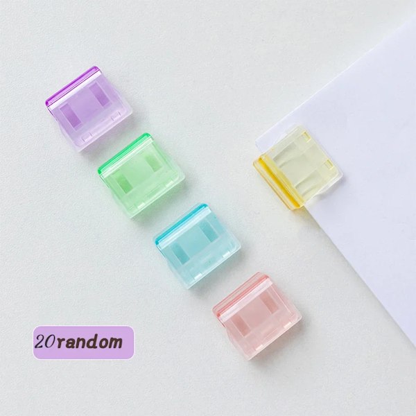 Godisfärg Transparent Tryck Gem Pusher Papper Testfiler Mini Förvaringsklämma Indexsida Klämma Kontorsbindning Skrivmaterial Random 20PCS