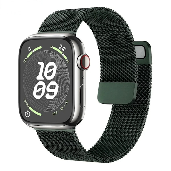 Magnetiskt Milanese Armband För Apple Watch Band 10 9 8 7 46mm 42mm 45mm 41mm Ultra 2 49mm Metallarmband iWatch 6 5 4 SE 44mm 40mm Official green For 38mm-40mm-41mm