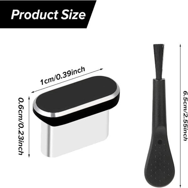 4 st USB C Dammskydd med Rengöringsborste Anti-Damm USB-C Pluggar Laddningsport Skyddskåpor För iPhone Samsung Alla Smartphones Gold