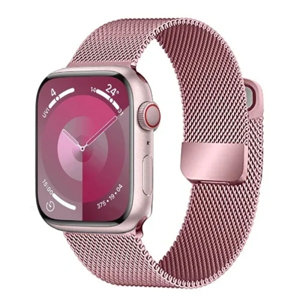 Magnetiskt Milanese Armband För Apple Watch Band 10 9 8 7 46mm 42mm 45mm 41mm Ultra 2 49mm Metallarmband iWatch 6 5 4 SE 44mm 40mm Rose pink For 38mm-40mm-41mm