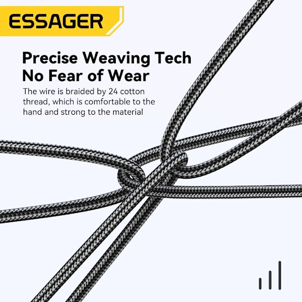 Essager 4 i 1 USB-kabel Typ C 65W PD Snabbladdningskabel Typ C Till Typ C-kabel För iPhone 16 15 14 Pro Max iPad HUAWEI Xiaomi 65W 4 in 1 black 1M