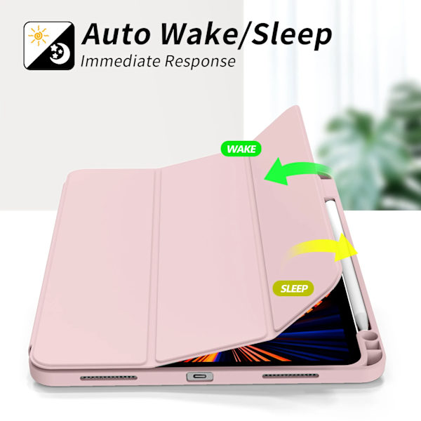 ZOYU Fodral för iPad Pro 11 tum 4/3/2:a generationen med pennhållare, för iPad Air 4/5:e generationen 10,9 mini 6 Trefaldigt stativ Smart Fodral Light Blue iPad Mini Pro 2024