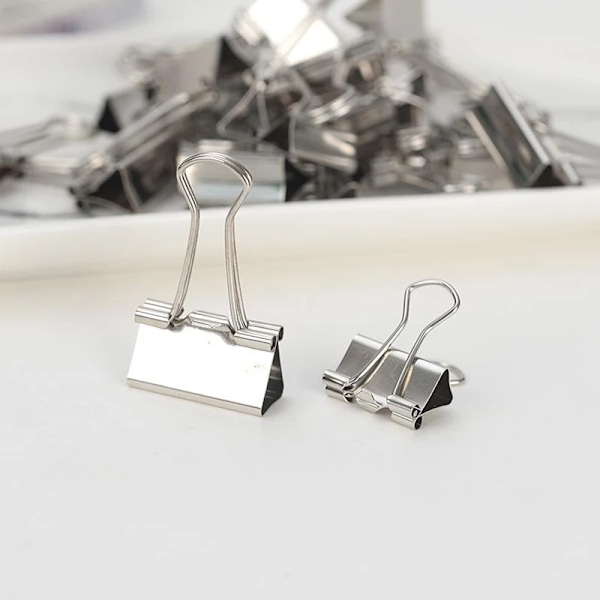 10 ST/Set Metall Gem Paper Clip 15 19 25 32mm Foldback Metall Binder Clips Silver Grip Clamps Papper Dokument Kontor Skola Pappersvaror 41mm-10pcs