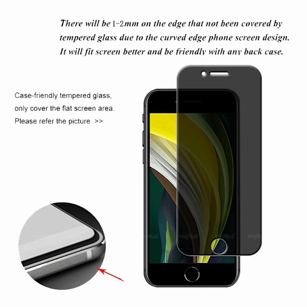 4/3/2/1 st För iPhone SE 2022 Glas iPhone SE 2022 Härdat Glas 9H Sekretess Anti-Spion Skärmskydd iPhone SE 2022 2020 7 8 3 Front Glass For iPhone 7