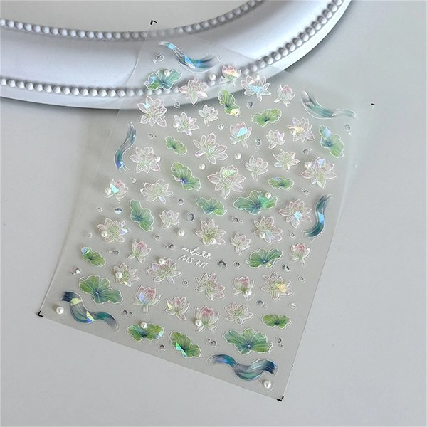 1 st 5D Japanska Kawaii Fjärils Nagelstickers Lyx Glitter Skal Aurora Nagelkonst Dekorationer Dekaler DIY Manikyr Slider Folie 1pcs MS411