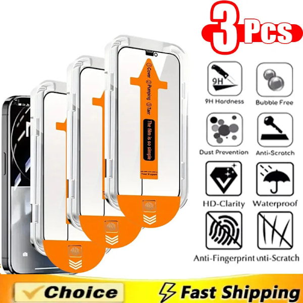1-4 st Härdat Glas Skyddsfilm För IPhone 15 14 Plus 13 12 Pro Max 11 XR XS Max Dammtätt Kabin Telefon HD 3PCS HD(DF) iPhoneXR